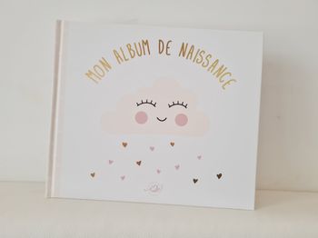 🌸 Magnifique Album de naissance bébé – Neuf – Motif nuage