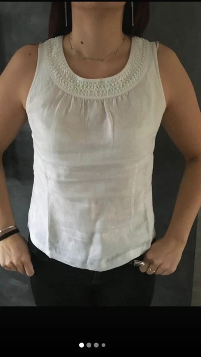 Top en coton Etam blanc - photo numéro 3