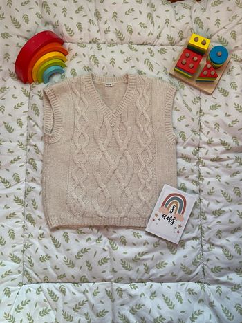 pull débardeur en laine beige 8 ans