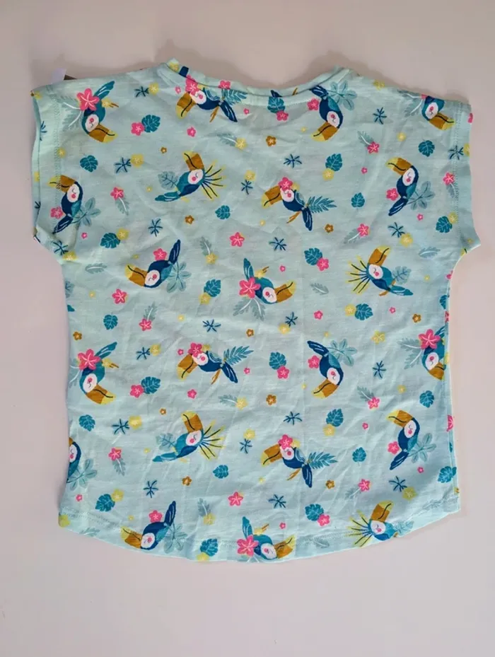 Blouse fille DPAM 3 ans imprimé toucans et fleurs neuf - photo numéro 4