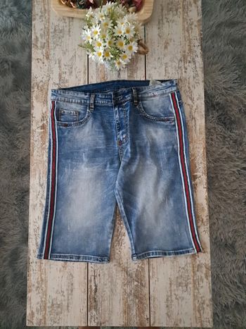 Bermuda à bande effet usé