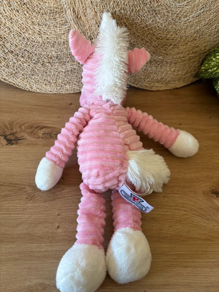 Neuf doudou licorne velours rose côtelé blanc venturelli Kelly - photo numéro 3