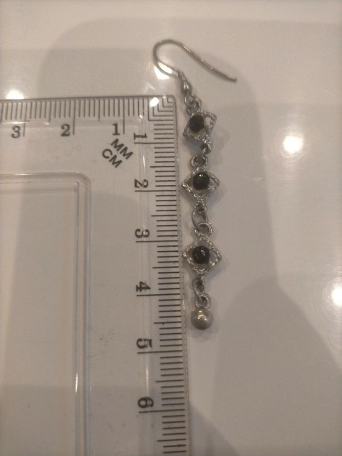 Boucles d'oreilles argenté et noire - photo numéro 3