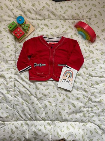 gilet rouge intérieur rayé marine et blanc 12 mois tissaia