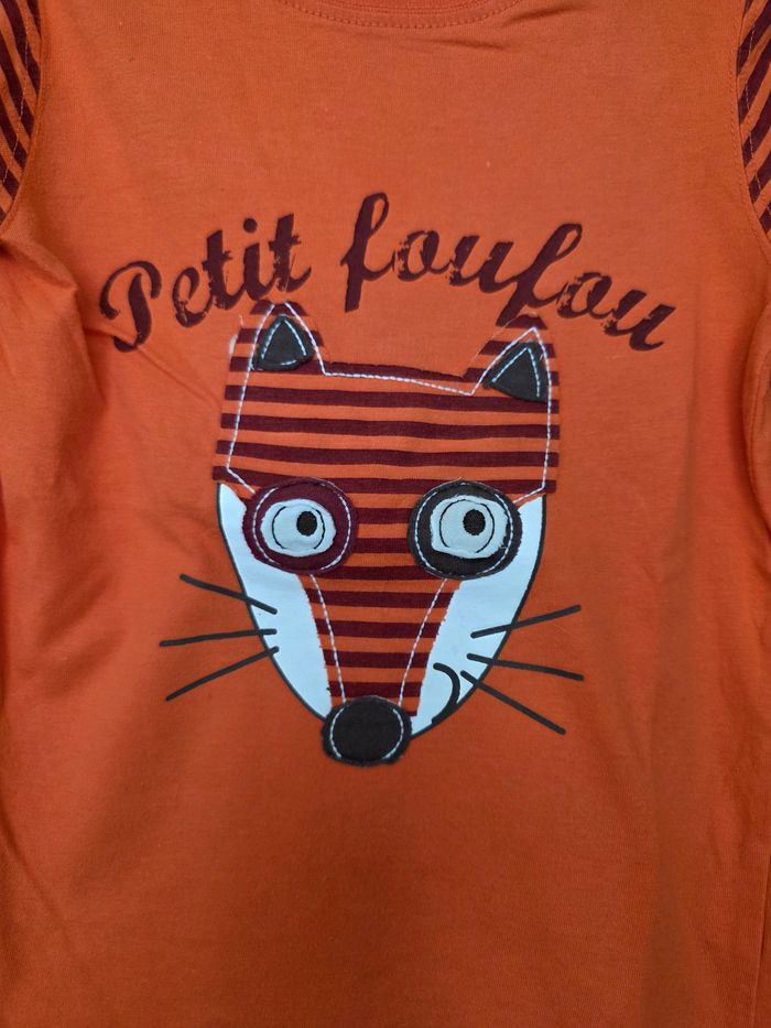 TEE-SHIRT GARÇON 👦 MANCHE LONGUE MOTIF PETIT LOUP NEUF 3ANS Kimbaloo - photo numéro 2