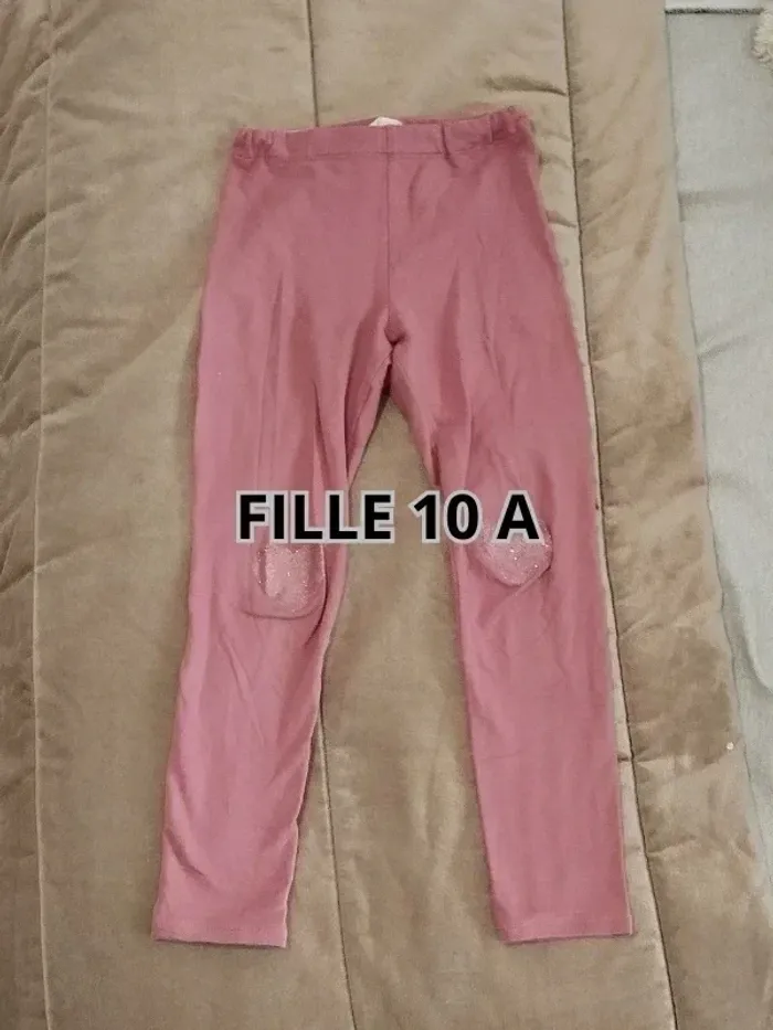 Legging rose lila H&M intérieur molleton fille 10 ans