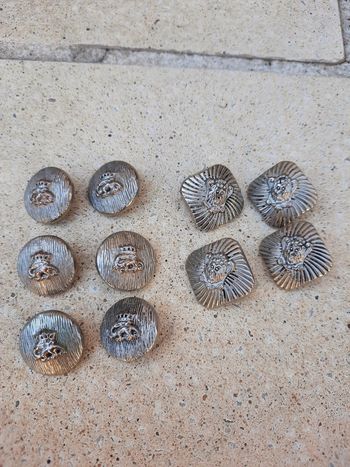 Lot de 10 boutons argentés vintage
