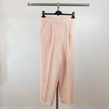 Pantalon carotte rose poudré taille 36 Caroll en 100% polyester chic fluide été A1526