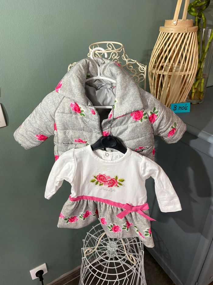 Ensemble fille 3 mois robe et manteau doudoune - photo numéro 8