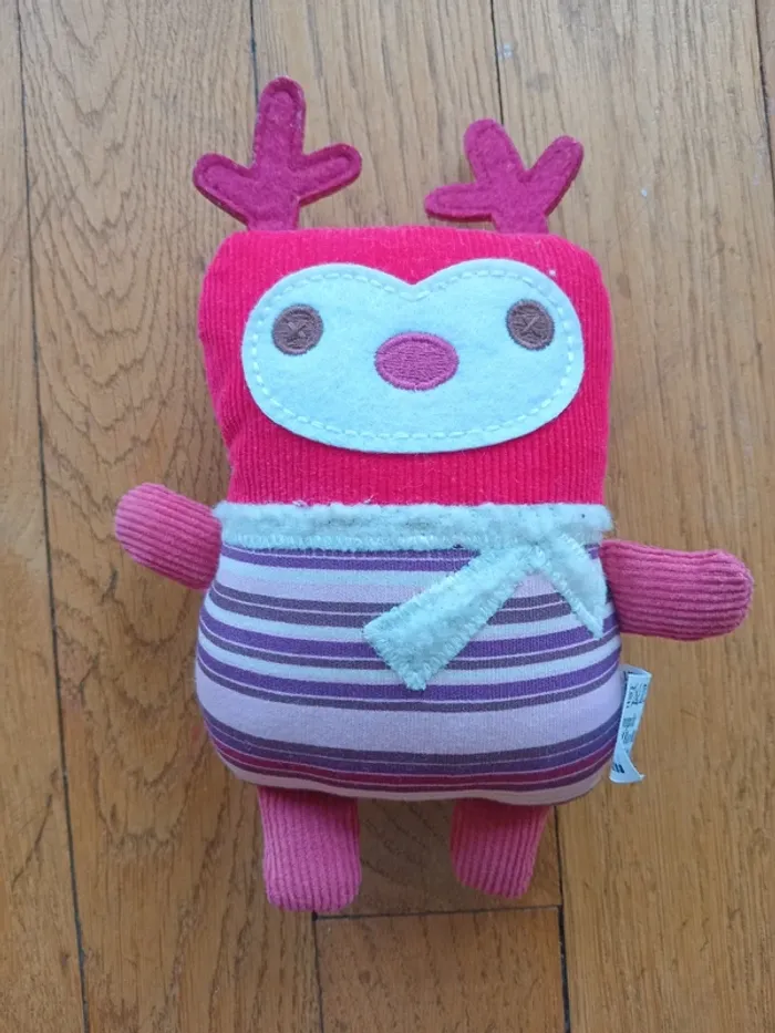 Peluche doudou animal renne monoprix bordeaux - photo numéro 2