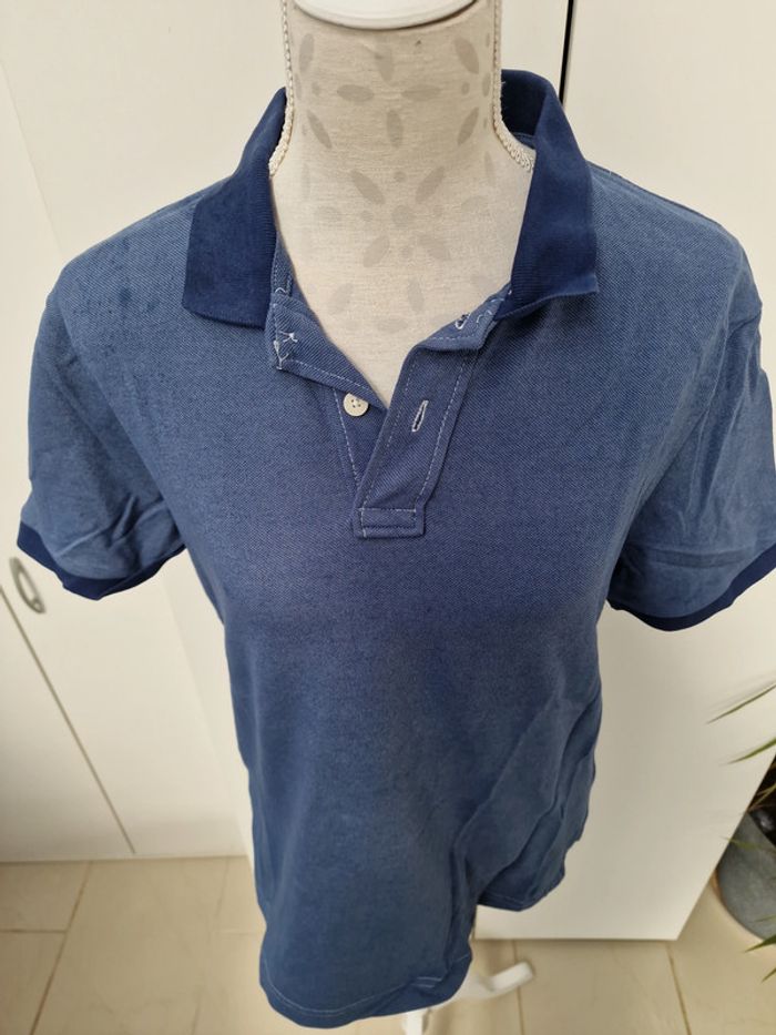 T-Shirt Polo Bleu Marine Effet Jeans - photo numéro 2