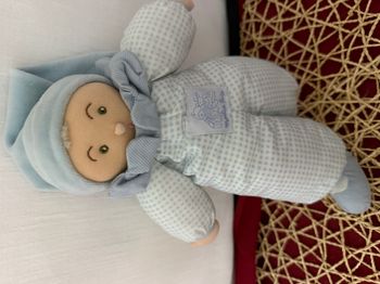 Doudou poupée lutin vichy bleu MOULIN ROTY