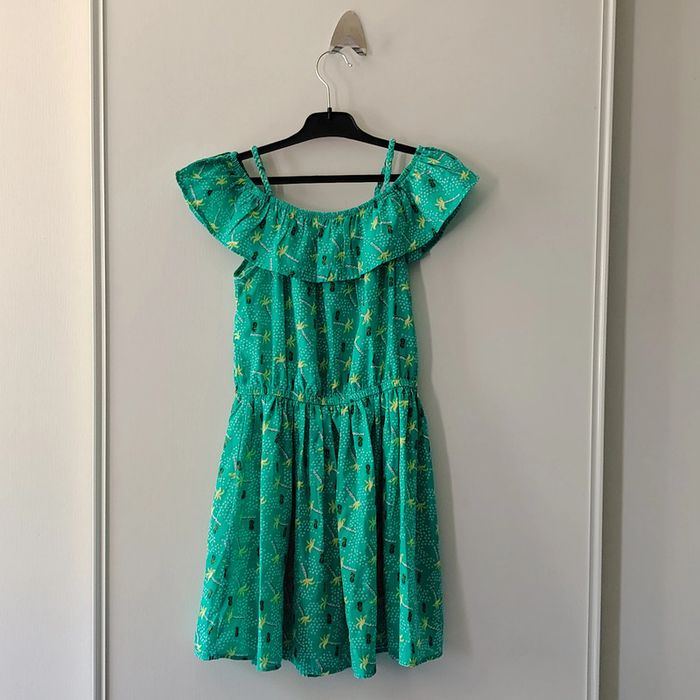 Robe verte imprimé palmiers 8 ans - photo numéro 3