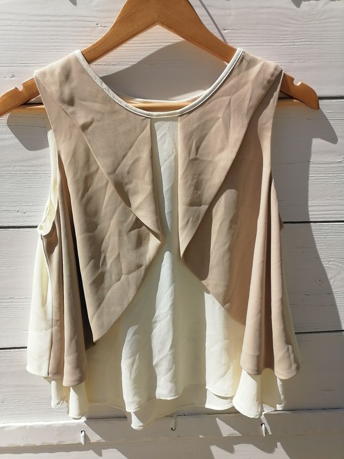 Débardeur fluide Zara taille 36 superposition couleur ivoire et beige