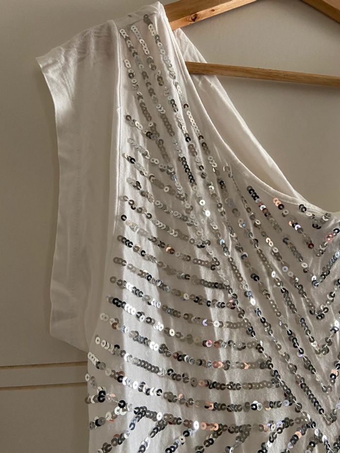 Tunique sequins robe tenue de plage mango blanche - photo numéro 3