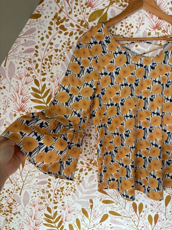 Blouse fleuris moutarde vintage dressing - photo numéro 2