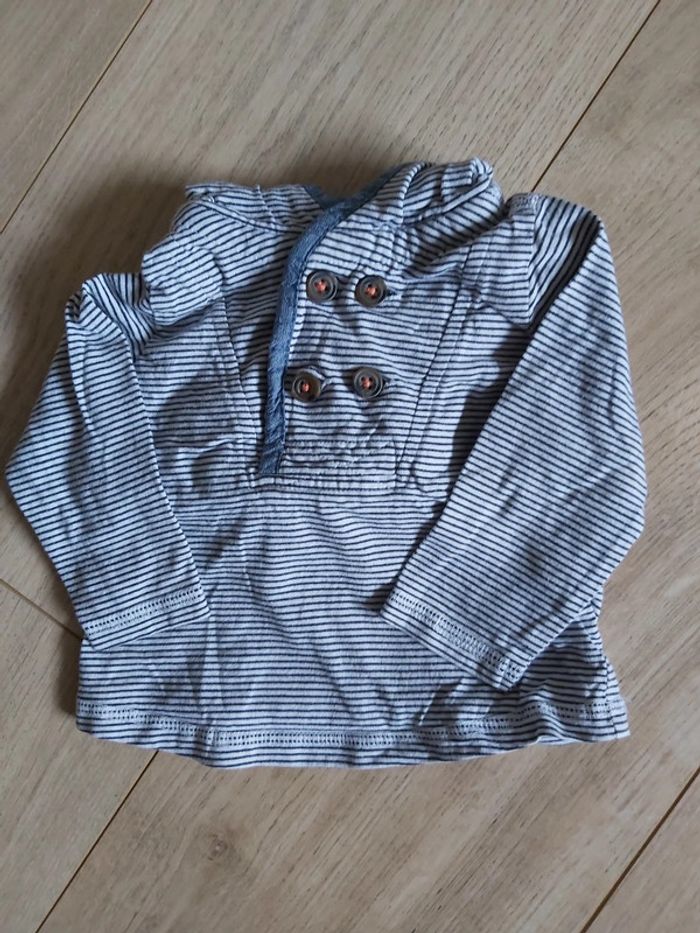 Pull capuche rayé garçon TAO 6 mois comme neuf (78) - photo numéro 4