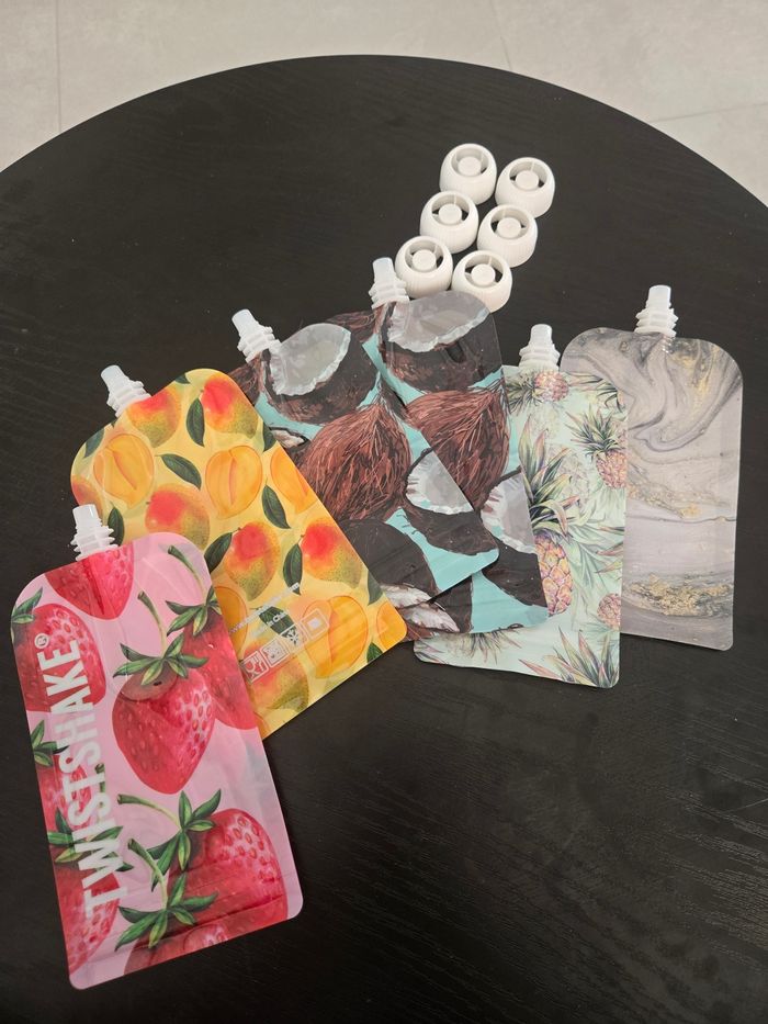 LOT 6 Gourdes Réutilisables TWISTSHAKE 220ml - NEUF - Sans BPA - Fruits & Designs - photo numéro 2