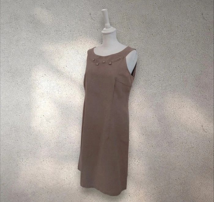 Robe sans manche beige coton et lin taille 40 - photo numéro 2