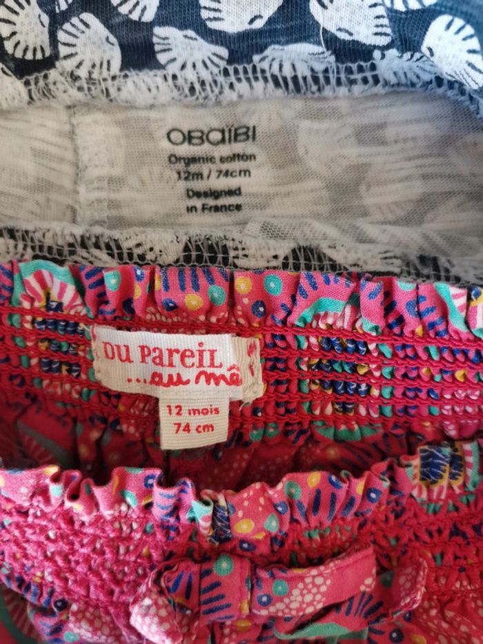 Lot de 2 shorts fille 12 mois - photo numéro 2