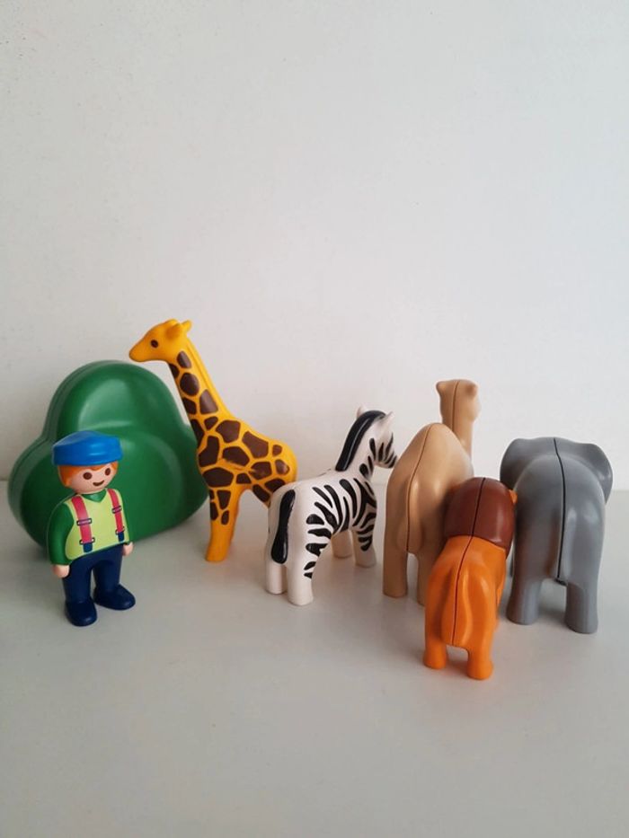 Tracteur vert avec remorque et animaux Playmobil 123 junior - photo numéro 3