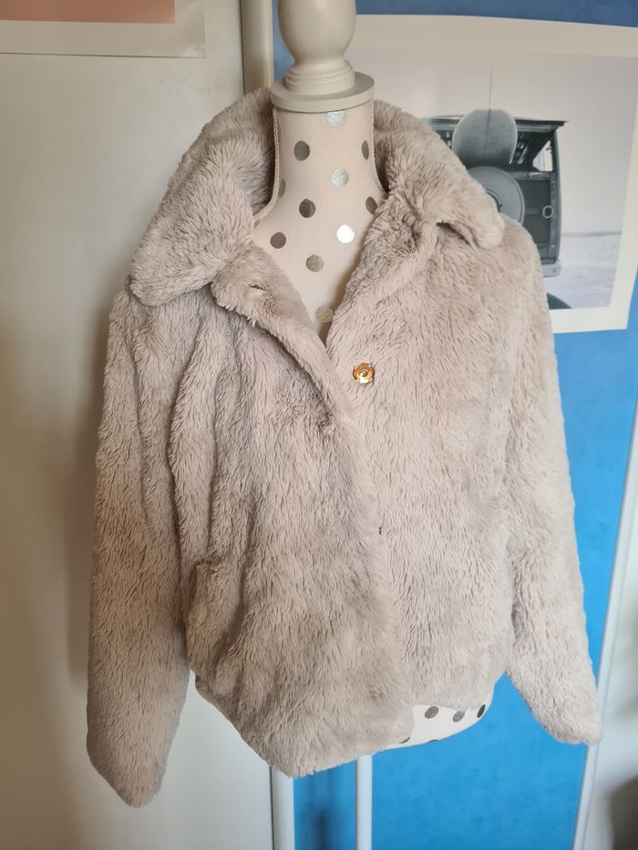 Veste fausse fourrure beige / Taille S
