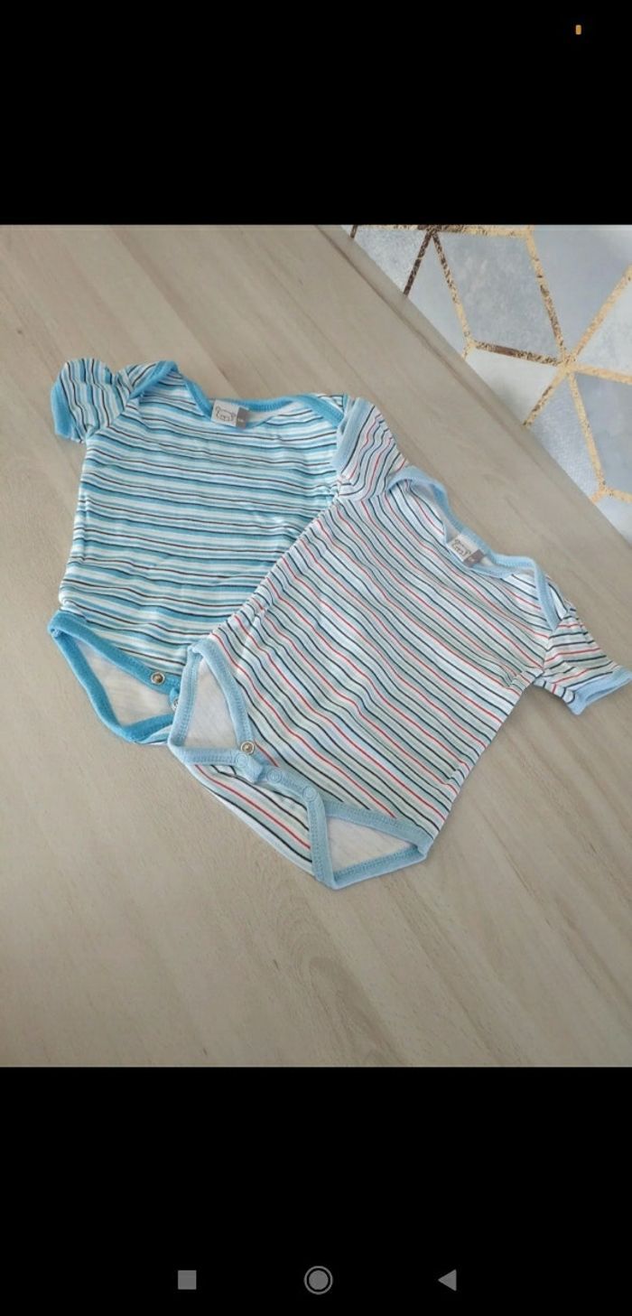 Lot de 2 bodys rayés bleu 3 mois bébé garçon