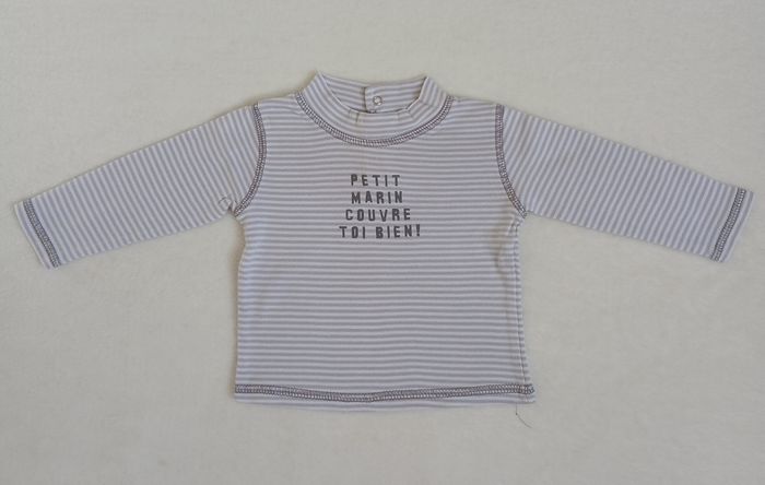 T-shirt rayé blanc/gris 6 mois