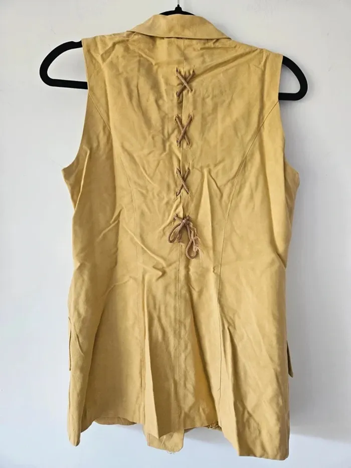 Chemise jaune sans manches péplum vintage Caracas taille 38 / M - photo numéro 2