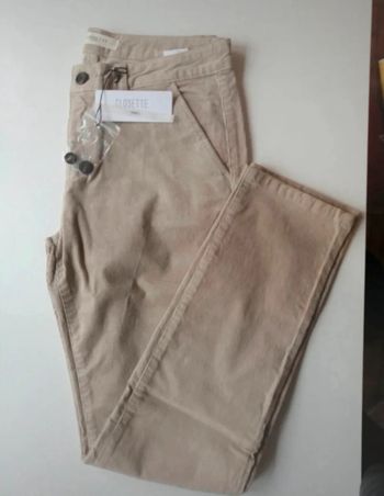 Pantalon chino en velours côtelé beige taille 40 Closette Paris