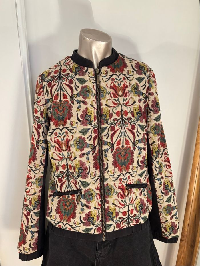 Veste Promod jacquard style tapisserie Motif floral vintage Taille 40 - photo numéro 3