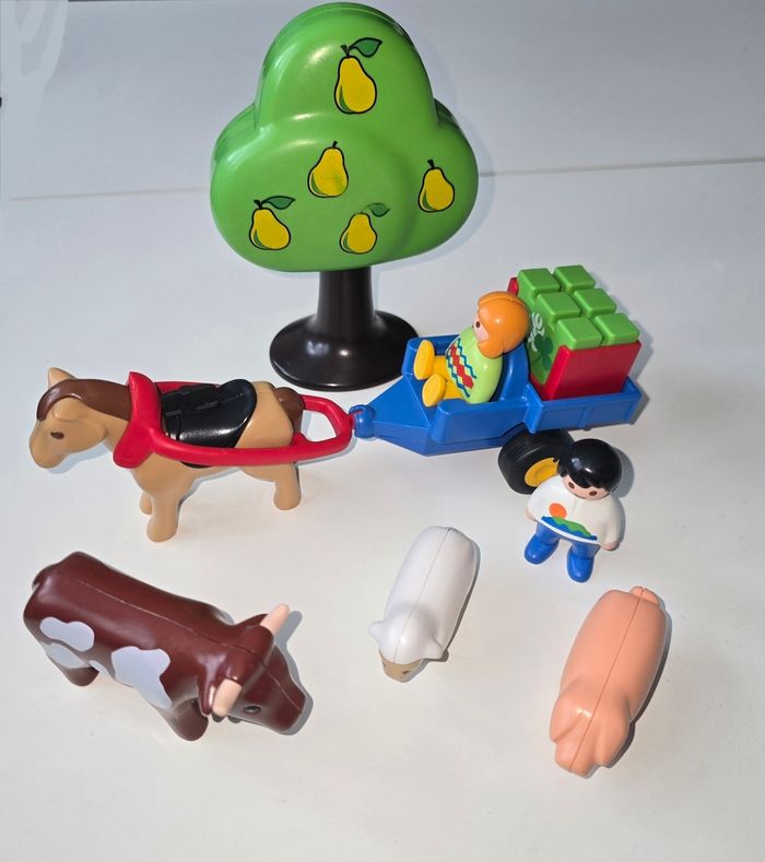 123 playmobil enfants et charrette 6620 complet