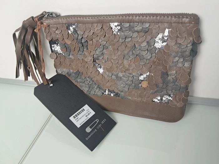 Ikks pochette rangement sac à main en cuir neuf