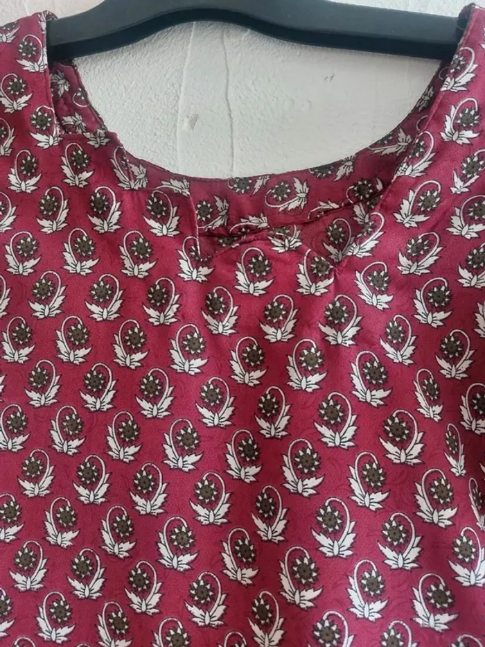 Robe/Tunique mprimée bordeaux - photo numéro 3