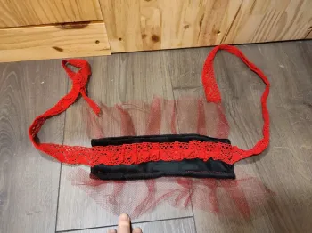 Serre tête handmade headband fait main rouge et noir lolita gothique cyber