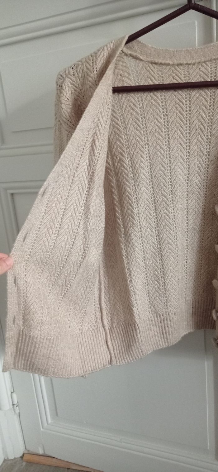 Gilet ecru en laine - photo numéro 3