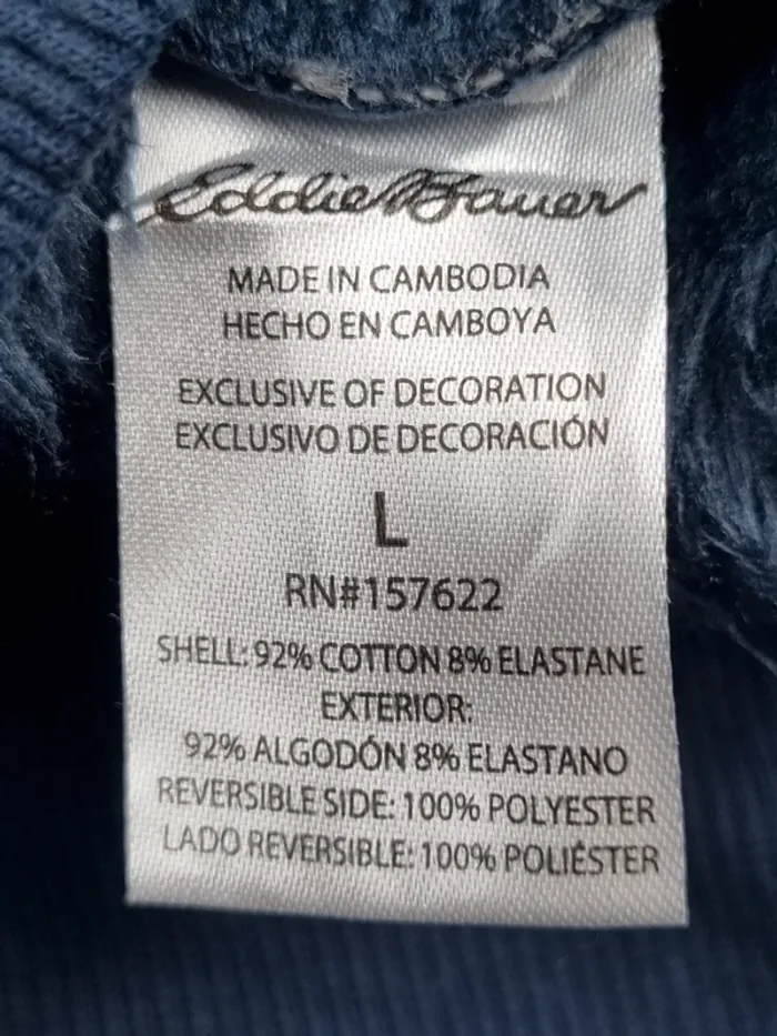 Sweat Eddie Bauer bleu marine fourré – Taille L Homme - photo numéro 6