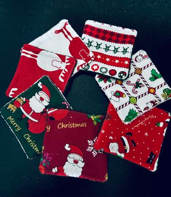 Lingettes lavable lot de 7  lavable et réutilisable en éponge coton