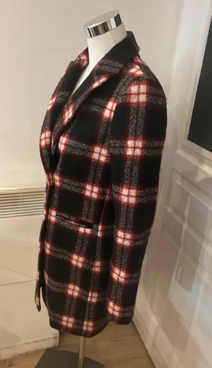 MKT studio manteau, imprimer carreaux en laine femme, taille 36 - photo numéro 2
