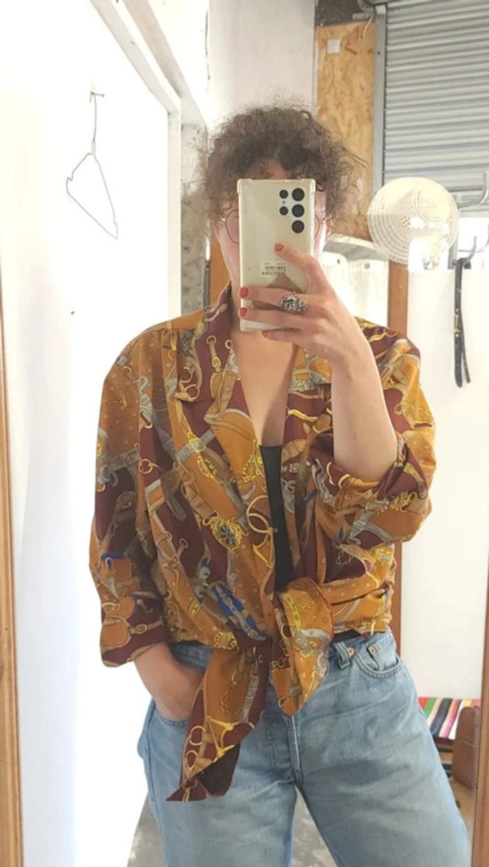 Jolie chemise vintage fluide et légère motifs chaines - photo numéro 6