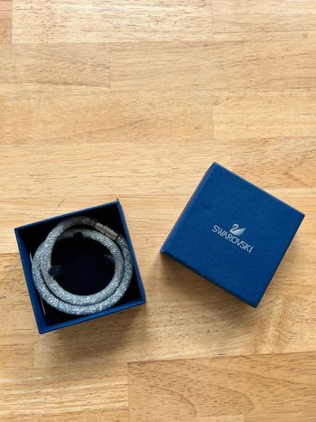 Double bracelet Swarovski blanc gris
