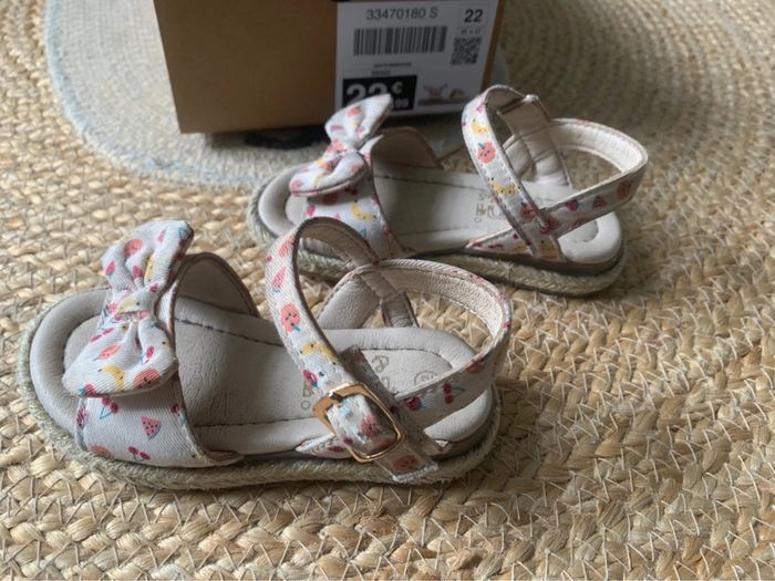 Sandales tissus beige noeud fruits Nini & girls 22 - photo numéro 5