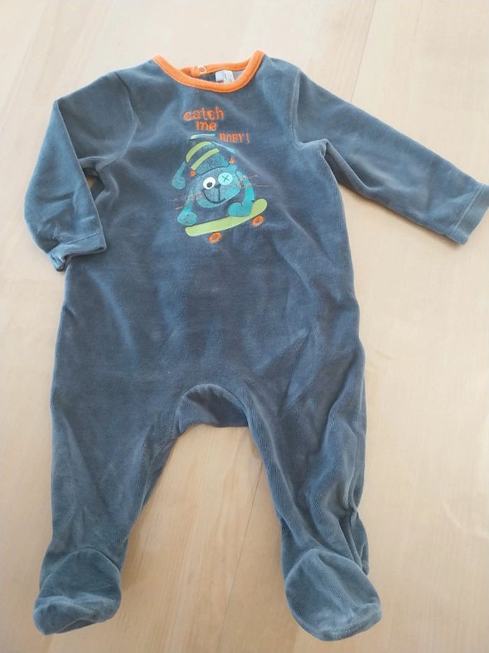 Pyjama bébé dors bien 6 mois gris anthracite orange chat