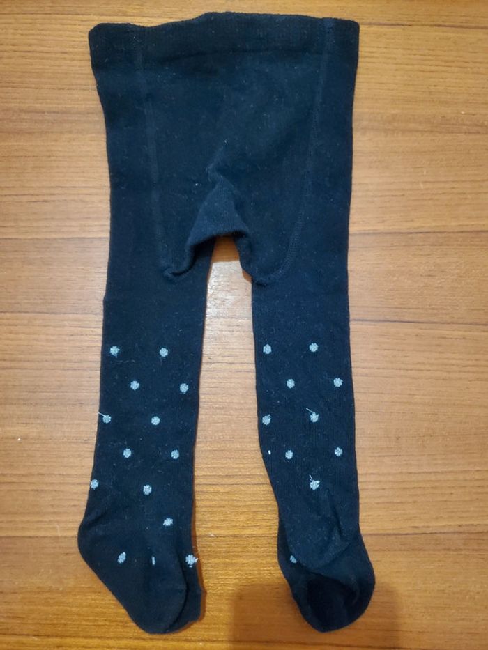 Collant noir pois argentés 6/9mois
