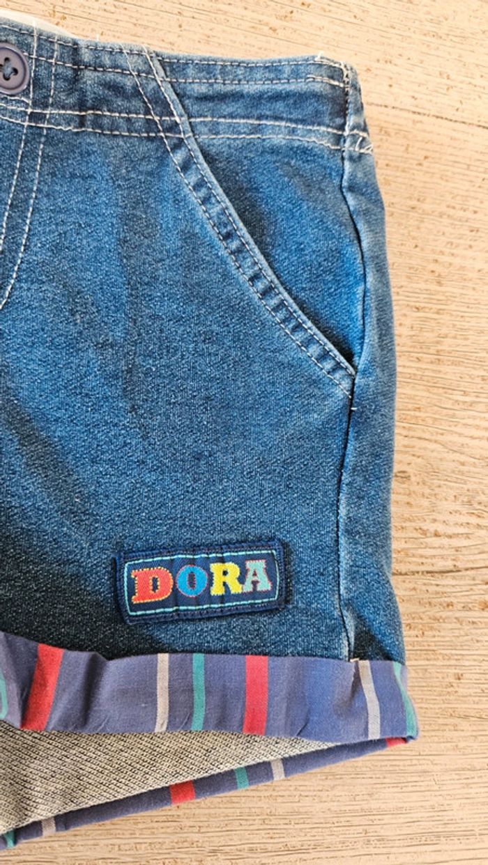 Short bleu style jean s stretch, Dora de Nickelodéon, 3/4 ans, neuf - photo numéro 3
