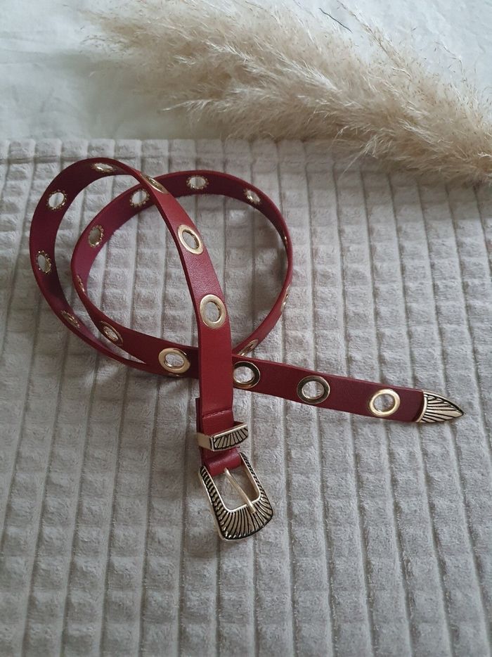 Ceinture à oeillets bordeaux terracotta
