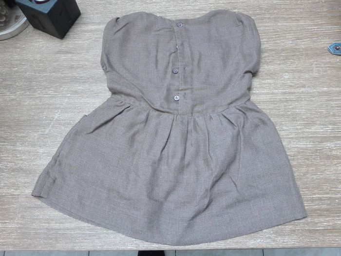 Robe cérémonie élégante chic bébé marron lin - photo numéro 2