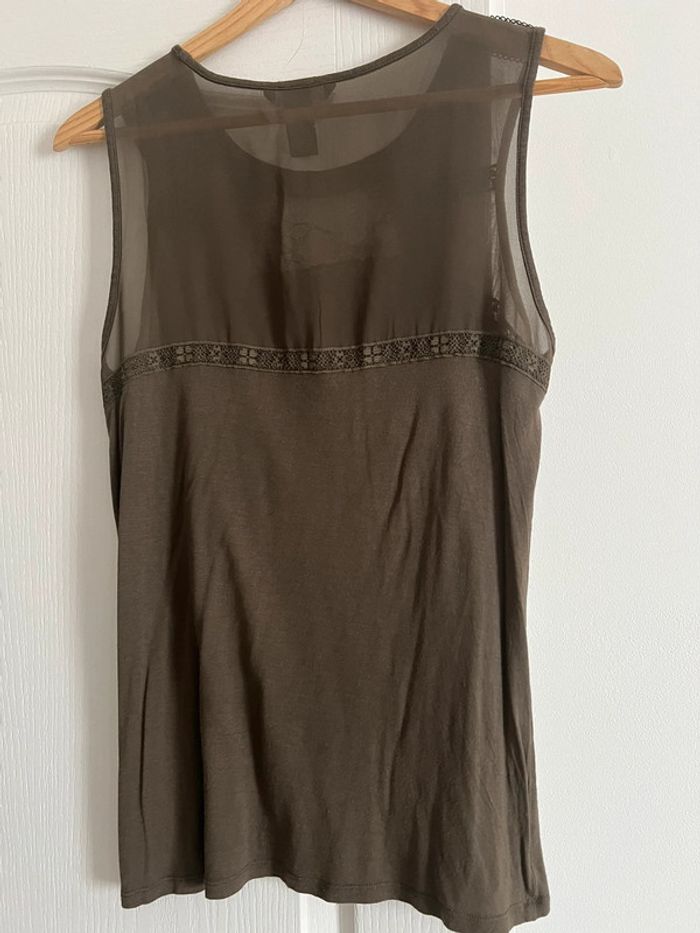 T-shirt kaki h&M detail dentelle taille s - photo numéro 3