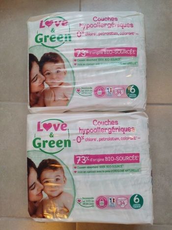 2 paquets de couches love and Green taille 6