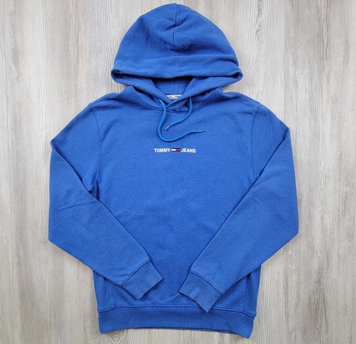 Sweat à capuche Tommy Jeans bleu – Logo TJ – Taille S/M - photo numéro 4
